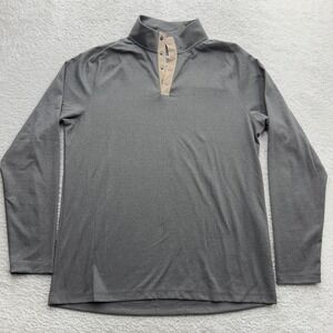 Swannies Mens Large Grey Snap Mock Neck Long Sleeve Golf Pullover Stretch Shirt‎